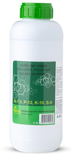 Global Agro Solution Nutrilife Hybrid – Flüssiger NPK-Dünger mit Aminosäuren & Schwefel – Systemische Sofortwirkung für alle Kulturen – 1 L Blatt- & Bodendünger