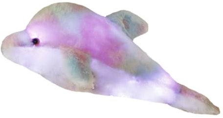 NAMOARLY Muñeco Delfín Luminoso de Algodón PP Almohada Decorativa Cojín de Peluche Juguete Suave para Niños Adorno Brillante Hogar Aprox 45 Cm