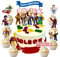 9pcs Game Cake Toppers Cake Decorations, 1 Large Happy Birthday Topper 8 Small for Sandbox Game Cupcake Toppers Happy Birthday Cake Decorations for Sandbox Kids (Blue)