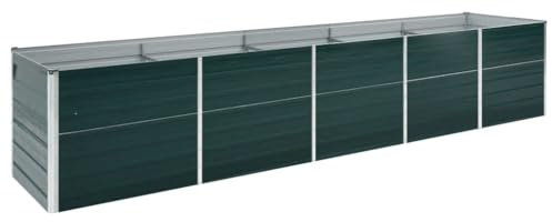 Makastle Jardiniere sur Pieds, Espace Potager sur Pied Jardinage Exterieur Jardin et Balcon, boîtes de Jardin, Lit de Jardin Surélevé, Potager de Jardin Surélevé, Acier galvanisé 400x80x77 cm Vert