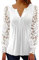 Cadeau Fête des Grands Mères,Tee Shirt Manche Longue Femme Chemisiers Et Blouses Femme Lâche Dentelle Épissure à T-Shirt Impression Haut Femme Chic Et Elegant Tunique Femme Longue(Blanc,3XL)