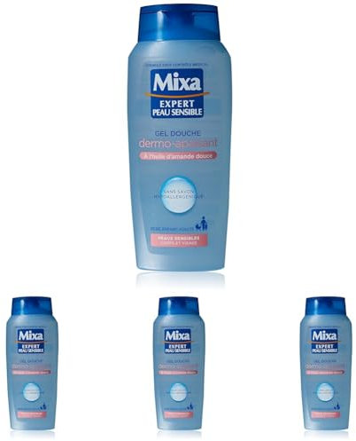 Mixa Gel Douche Dermo-Apaisant à l'Huile d'Amande Douce 1 Unité x 400 ml (Lot de 4)