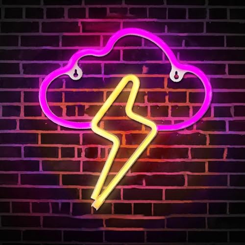 Hangrow Blitz Neon Light, Acryl Neon Schild LED für Wanddekoration, USB-Aufladung/Akku, Nachtlampe Neon Bar Leuchten Buchstaben Wandleuchten Gaming