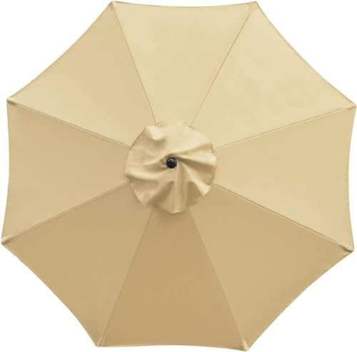 Sonnenschirm Ersatzbezug, UV-Schutz Ampelschirm Bezug, Wasserdicht Schirmbezug Sonnenschirm Ersatzteile für Balkon, Garten, Pool und Strand,Khaki-3m*6 Streben