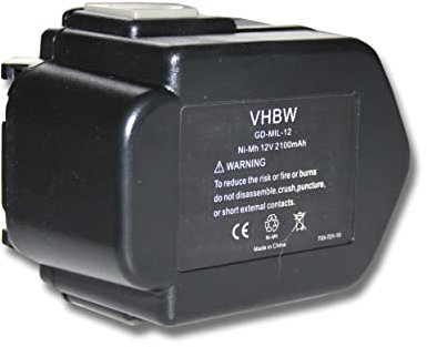 vhbw 1x batteria sostituisce AEG/Milwaukee 48-11-1960, 48-11-1967, 48-11-1900, 48-11-1950 per utensile elettrico (2100 mAh, NiMH, 12 V)