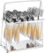 36 Pieces Cutlery Set, Stainless Steel Flatware Set with Silverware Holder, Spoons Forks Knives Set, Hanging Silverware Set Service for 12, Dishwasher Safe (Gold Silvery)