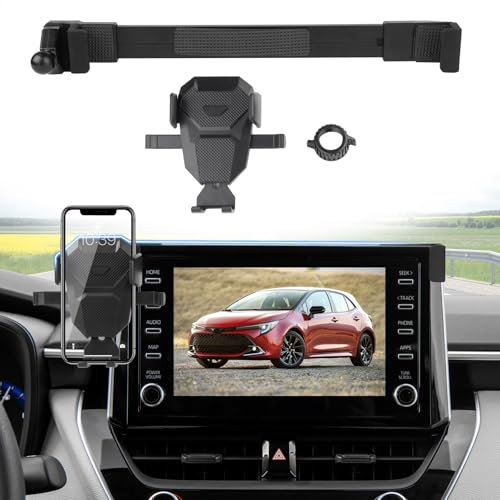 Sunsdrew Soporte de teléfono de coche para Toyota Corolla 2019-2025/Corolla Cross 2022-2025, accesorios ajustables GPS Corolla solo para pantalla de 8 pulgadas, soporte de teléfono ultra estable manos