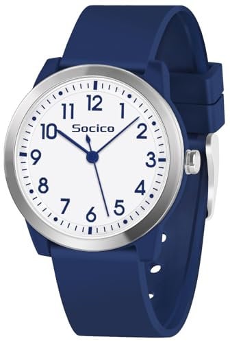 SOCICO Kinderuhr Analog, 5ATM/50M Wasserdicht Armbanduhr Kinder Mädchen Jungen Teenager, Leicht Lesbar Kinder Quartz Minimalistisch Uhren für 9-18 Jahre(Marineblau)