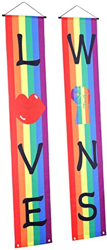 KITANDOVE Pride-day-banner Hängendes Wandbanner Liebe Gewinnt Regenbogen-hängebanner Liebe Gewinnt Veranda-banner Lgbt-schild-banner Regenbogen-veranda-schild Lgbt-banner Polyester