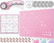 Honey's Heaven 45 mm Rollschneider Stoffschneider Set inkl. Schneideunterlage, Ersatzklingen, Stoffklammern, Patchwork-Lineal (Pink, Schneidematte im A4-Format)
