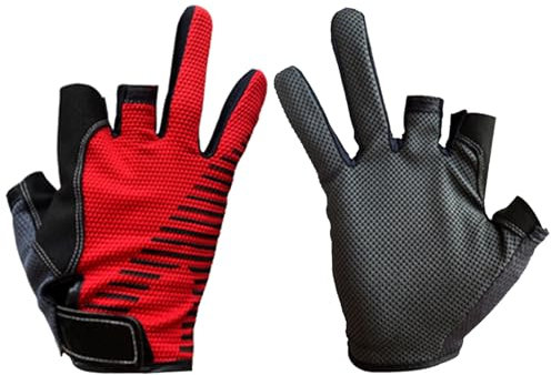 GMBYLBY Fingerlose Angelhandschuhe 3 Finger Geschnitten Atmungsaktive Sporthandschuhe Schnell Trocknende rutschfeste Handschuhe Zum Radfahren Laufen