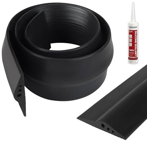 CPROSP Burlete Goma Puerta Garaje 2.5 M * 78 mm con Adhesivo, Altura 14 mm, Junta de Umbral para Puerta de Garaje, Evita las Filtraciones de Agua y Viento y es Fácil de Instalar