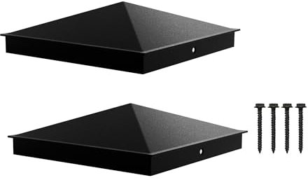 ZXNhome Pyramiden-Pfostenkappen aus Aluminiumlegierung, 14 x 14 cm, perfekte Abdeckung, mit mattschwarzer Oberfläche, pulverbeschichtete Oberfläche für Zaun, Holzpfosten von Decks, Garten oder
