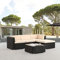 Arebos Polyrattan Gartenmöbel Lounge Palma | Inkl. Sitzkissen | 4 Personen | UV-beständiges Polyrattan-Geflecht | Tisch mit Glasplatte | Frei kombinierbar | Schwarz