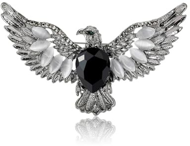 Amerikanische Weißkopfseeadler Vogel Brosche für Damen, Böhmische süße fliegende Adler Tier Brosche Anstecknadel für Frauen Hut Tasche Anzug Kleid Zubehör Schmuck (Schwarz)