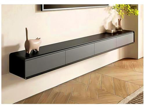 Consoles de couloir en verre, étagère fine derrière le canapé, entrée en marbre, meuble TV mural minimaliste flottant avec tiroir de rangement et porte, console multimédia moderne, cabine TV