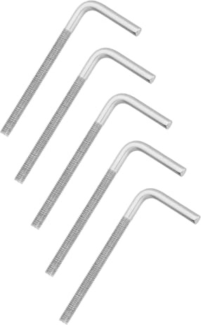 sourcing map M6 x 80 mm, 7/L-förmige rechtwinklige Bolzenschraube, 304 Edelstahl, L-Form, Fundamentschraube, lang, quadratisch, gebogen, 5 Stück