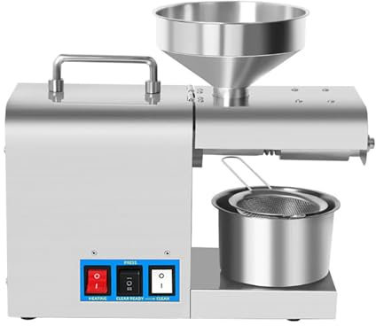 Toplionace Presse à Huile électrique Domestique Acier Inoxydable - Pressage à Froid/à Chaud pour Sésame, Arachide, Soja, Colza