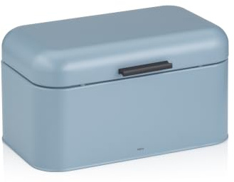 kela Brotkasten Metall mit Lüftungslöcher 30x18x16,5cm, kleine Brotbox mit Klappdeckel, FRISCA, Brotaufbewahrungsbox, blau