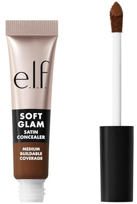 e.l.f. Soft Glam Satin Concealer, mittlere Deckkraft für Unreinheiten und Augenpartie, setzt sich nicht ab, langanhaltend, vegan und tierversuchsfrei, 55 Deep Warm