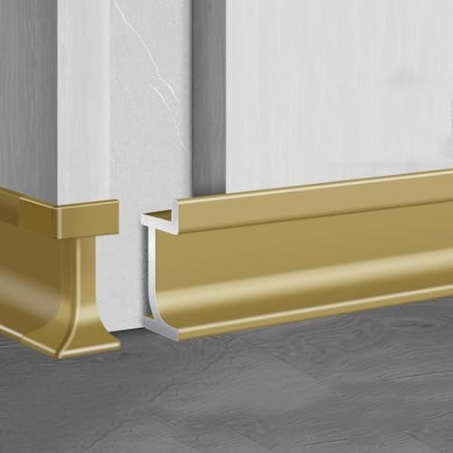 Metall-Sockelleiste, 125 Cm*4 Stück Aluminium-Wandfußleiste Abdeckung Hohlkehlleiste Sockelleiste Für Waschküche/Hotelkorridor, Einfach Zu Installieren Und Zu Reinigen(Weifajin,40mm)