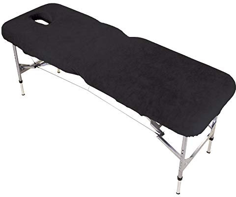 PHYSIQUE Couch Cover for Massage Table/Bed - Protective Cover with Face Hole - Massage Bed Cover, Comfortable and Thick Fabric - Black