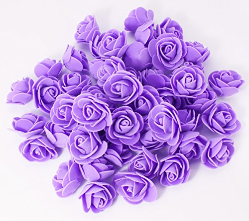 MissBirdler Rosenköpfe 50 Stück Deko Rosen Lila Violett Foamrosen Kunstrosen Schaumrosen Rosenblätter Künstliche Blumen Streudeko Tischdeko Basteln Nähen Hochzeit Geburtstag Muttertag Valentinstag