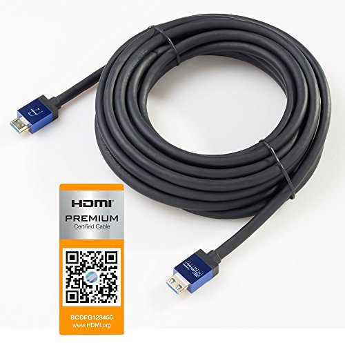 SlimHDMI 6m Premium Certified HDMI Cable with Secure Lock Connector (4K Ultra HD, Gold Plated, 1080p, 3D, High Speed, ARC)