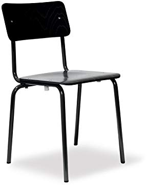 Kinderstuhl Comeback 041, stapelbarer Stuhl mit 38 cm Sitzhöhe und 68 cm Gesamthöhe, Breite x Länge: 33 cm x 33 cm, schlichter DDR-Klassiker als Kinderholzstuhl, schwarz gebeizt, lackiert (schwarz)