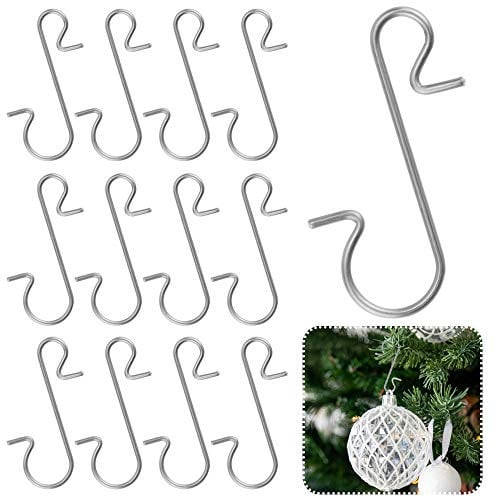 DECARETA 120 Pezzi ganci palline di natale, Ganci per Albero di Natale, Gancetti Palline di Natale, Ornamento Ganci da Appendere a Forma di S Appendini per Albero di Natale Appeso (Argento)
