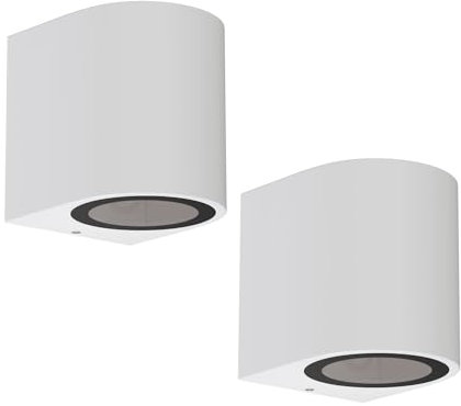 ledscom.de 2 Stück Wandleuchte ALSE für außen, IP54, Downlight, weiß matt, rund, 1x GU10 max. 35W