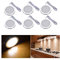 Midore LED Schrankbeleuchtung Unterbauleuchte 6er Set 15W Vitrinenbeleuchtung Rund Kabinett Beleuchtung mit Stecker und 3M Kleber für Kleiderschrank, Weinschrank, Küche