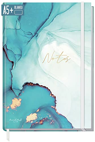 paper&you® Notizbuch A5+ blanko mit Gummiband Smaragd Gold 156 Seiten, 78 Blatt - als Bullet Journal Skizzenheft Skizzenbuch Tagebuch Notizheft - nachhaltig & klimafreundlich