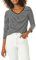 Amazon Essentials Women's Regular-Fit 3/4 Sleeve V-Neck T-Shirt (Available in Plus Size), Black White Stripes, S