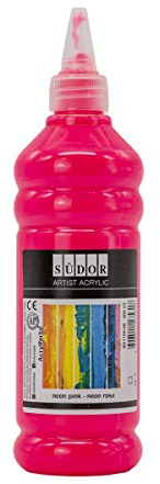 PINTURA ACRÍLICA 500 ml - Pintura altamente pigmentada. Pintura de artista para madera, piedra, lienzo, papel, tela, cuero, metal, colada. pintura para todo uso (Rosa Neón)
