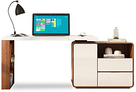 PC Laptop Table Workstation Multifunctional Study Room Desk Home Office PC Desk Writing Table with Bookshelf And Rotatable Locker Writing Study Desk with Hidden Keyboard Tray Desk Office Study Desk