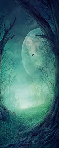 A.Monamour Türtapete Selbstklebend Türfolie Türposter 3D Horror Hintergrund Mit Gruseligem Baum Des Herbsttals Vollmond Vinyl Folie Türdeko Tapete Wandbild Türaufkleber Türtattoo 95 x 215 cm