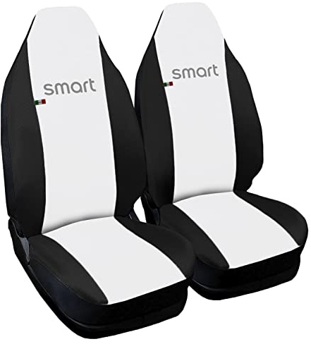Rebeca Shop® Auto-Sitzbezüge, kompatibel mit Smart | Hergestellt in Italien | Set Vordersitzbezug Paar (w450 - Erste Serie, Weiß/Schwarz)