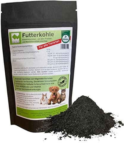 Futterkohle 150 g Nachfüllpack für Hunde, Katzen, Hamster, Meerschweinchen, Kaninchen, Hasen, Vögel, Pferde, nach GMP+ FSA gesichert (150 g)
