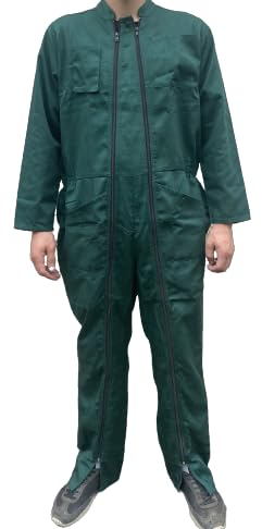 DSTOCK60, Combinaison de Travail Verte, 6 Poches, 2 Zips, 80% Polyester - 20% Coton