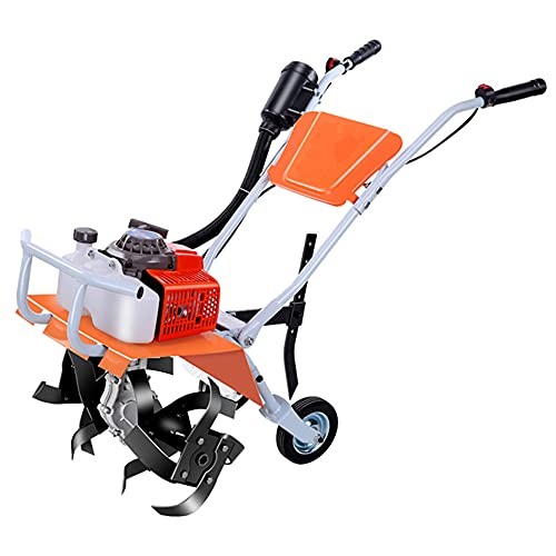 68cc Gartenfräse Benzin Bodengrubber Rotavator, 3 PS 2-Takt 2,2 kW Motor Benzinbetriebene Hacke, kabellose Motorhacken, für Gartenpflanzen Gartenhof Rasenbearbeitung