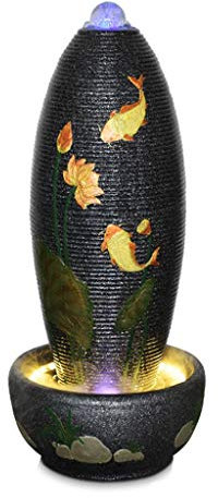 Fontaine d'intérieur Cascade Grande décoration Fontaine avec Golden Fish Lotus Motif de Sol en Forme d'oeuf Cascade Fontaine for Le Jardin, Patio, Terrasse, Art Porche-Cour Décor d'extérieur Fontaine