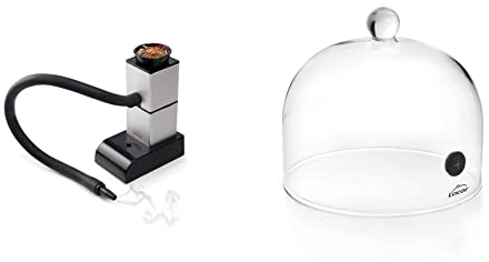 Lacor 69221 Magic Food Smoker, Smoking Gun, Kochen Raucher, Enthält Ersatzfilter und Olive Serrén Tasche, bunt & 61815 Glocke zum Schutz von Lebensmitteln Magic, Ø 16 x 12 cm