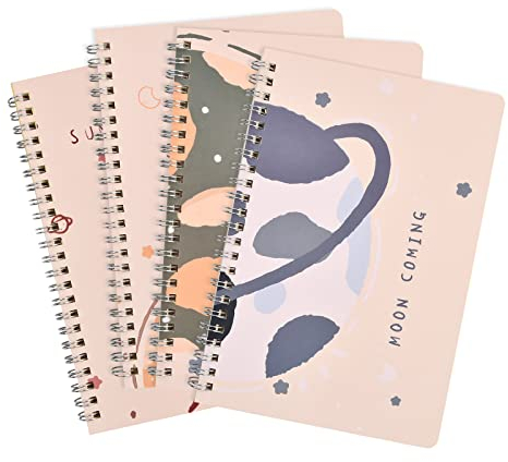 Laughhe 4 Stück A5 Spirale Notizblock, A5 120 Seiten/60 Blatt A5 Notizbuch Spiral Notizbuch Liniert Tagebuch-Notizbücher für Reisen und Schule Memos