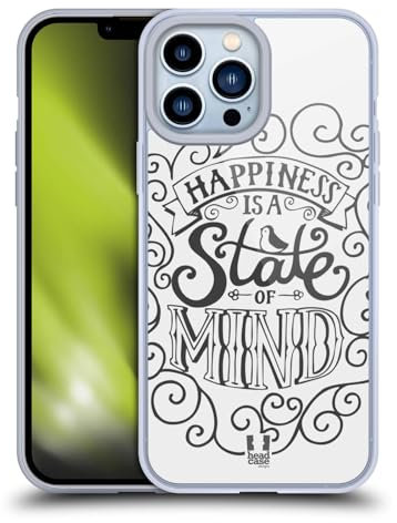 Head Case Designs Felicidad Dé La Tipografía Dibujada Caso Funda de Gel Suave Compatible con Apple iPhone 13 Pro MAX