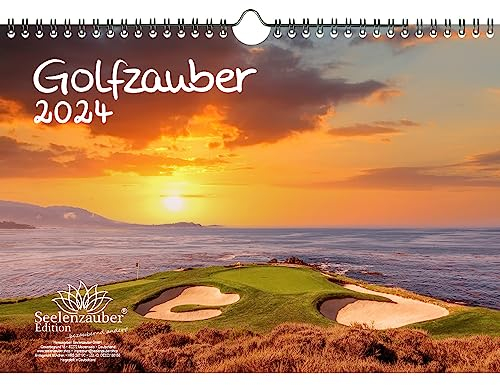 Golfzauber DIN A4 Kalender für 2024 Golf und golfen - Geschenkset Inhalt: 1x Kalender, 1x Weihnachtskarte (insgesamt 2 Teile)
