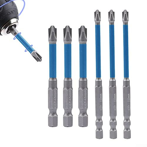 Juego de 6 puntas de destornillador magnéticas especiales ranuradas de 65/110 mm para electricista FPH2, 65 mm, 110 mm, puntas de destornillador de cruz ranuradas especiales para electricista