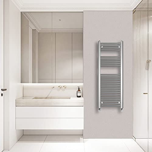 WarmeHaus Toallero de radiador recto cromado de 1200 x 450 mm, radiador de calefacción central para baño y cocina