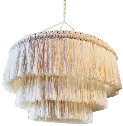 LOVIVER Makramee-Lampenschirm, hängende Lichtabdeckung, Moderne handgewebte, schicke Quaste, Boho-, Lampenschirm für Schlafzimmer, Schlafsaal, 30 cm x 40 cm