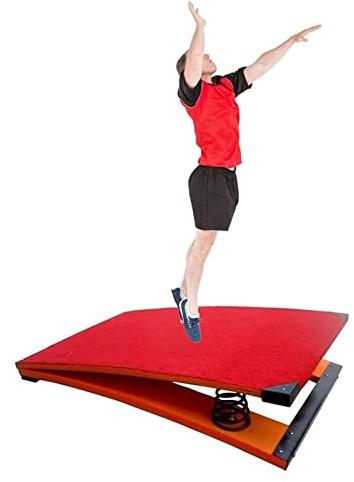 RVUEM Sprungbrett FüR Erwachsene Und Jugendliche Sprungbrett FüR Sprung Turnen Tragbares Gebogenes Gymnastiksprungbrett FüR Spielzimmer/üBungs Hindernisparcours/Gymnastikzentrum,Red m,4 Spring